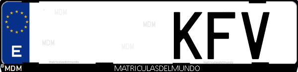 Imágen de matrícula de coche con letras KFV de España