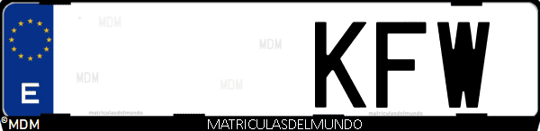 Imágen de matrícula de coche con letras KFW de España