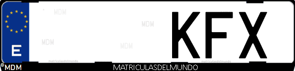 Imágen de matrícula de coche con letras KFX de España