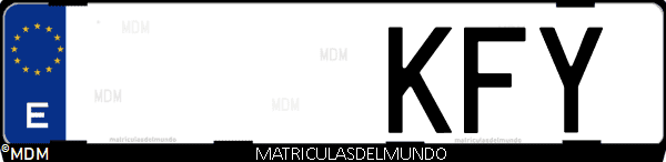 Imágen de matrícula de coche con letras KFY de España