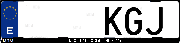 Imágen de matrícula de coche con letras KGJ de España
