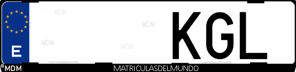 Imágen de matrícula de coche con letras KGL de España
