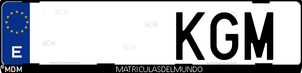 Imágen de matrícula de coche con letras KGM de España