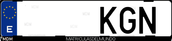 Imágen de matrícula de coche con letras KGN de España