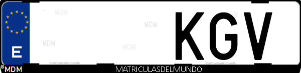 Imágen de matrícula de coche con letras KGV de España