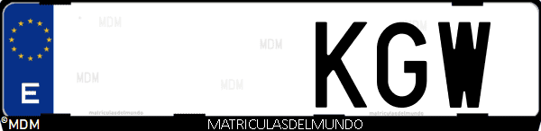 Imágen de matrícula de coche con letras KGW de España