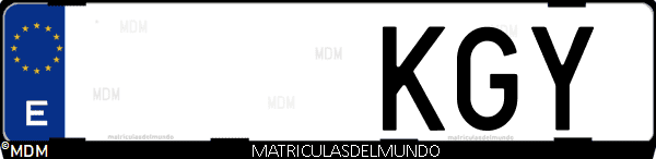 Imágen de matrícula de coche con letras KGY de España