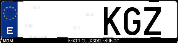 Imágen de matrícula de coche con letras KGZ de España