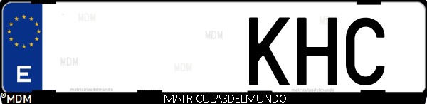 Imágen de matrícula de coche con letras KHC de España