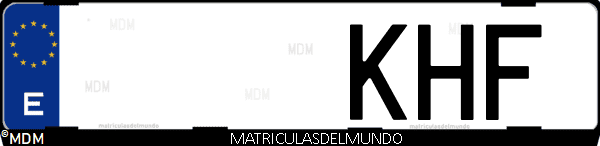 Imágen de matrícula de coche con letras KHF de España