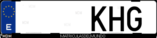 Imágen de matrícula de coche con letras KHG de España