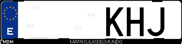 Imágen de matrícula de coche con letras KHJ de España