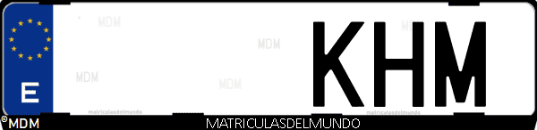 Imágen de matrícula de coche con letras KHM de España