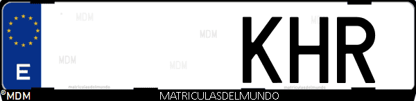 Imágen de matrícula de coche con letras KHR de España
