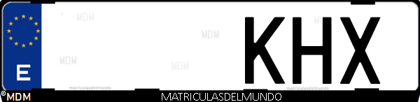 Imágen de matrícula de coche con letras KHX de España