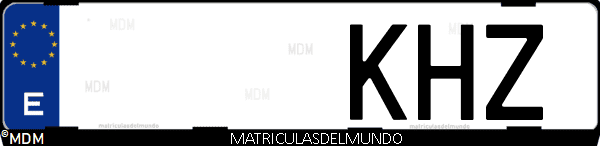 Imágen de matrícula de coche con letras KHZ de España