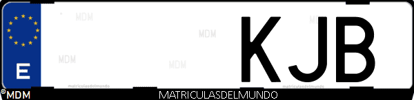 Imágen de matrícula de coche con letras KJB de España