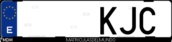Imágen de matrícula de coche con letras KJC de España