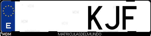 Imágen de matrícula de coche con letras KJF de España