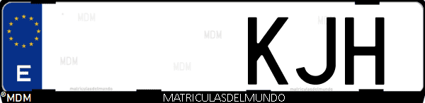 Imágen de matrícula de coche con letras KJH de España