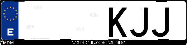 Imágen de matrícula de coche con letras KJJ de España