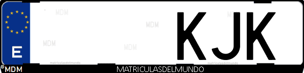Imágen de matrícula de coche con letras KJK de España