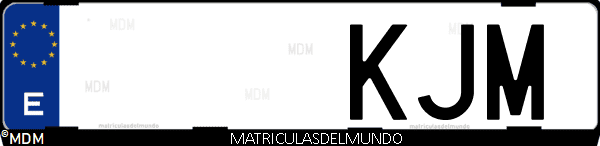 Imágen de matrícula de coche con letras KJM de España