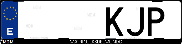 Imágen de matrícula de coche con letras KJP de España