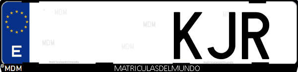 Imágen de matrícula de coche con letras KJR de España