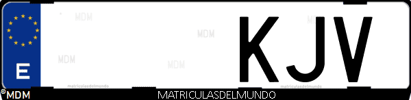 Imágen de matrícula de coche con letras KJV de España