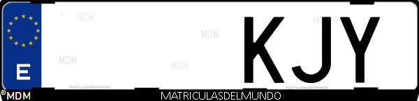 Imágen de matrícula de coche con letras KJY de España