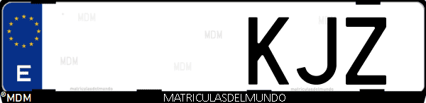 Imágen de matrícula de coche con letras KJZ de España