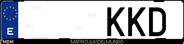Imágen de matrícula de coche con letras KKD de España
