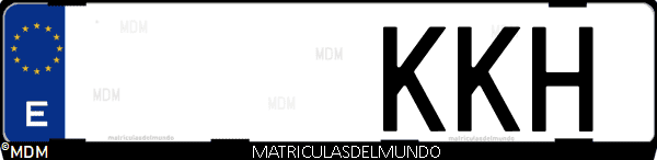 Imágen de matrícula de coche con letras KKH de España