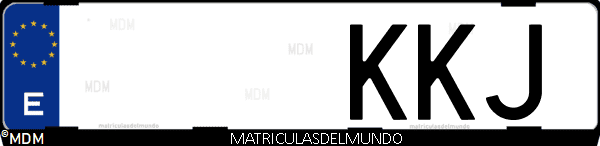 Imágen de matrícula de coche con letras KKJ de España