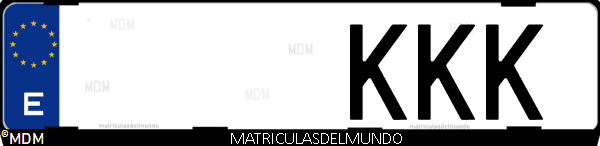 Imágen de matrícula de coche con letras KKK de España