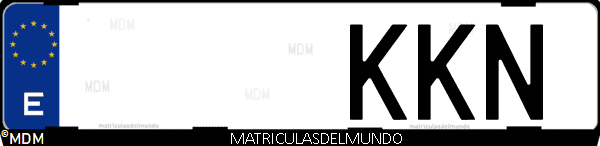 Imágen de matrícula de coche con letras KKN de España