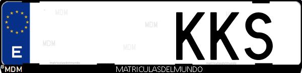 Imágen de matrícula de coche con letras KKS de España