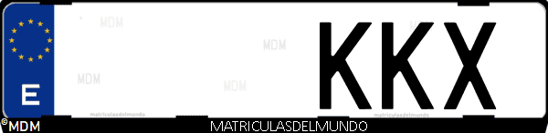 Imágen de matrícula de coche con letras KKX de España