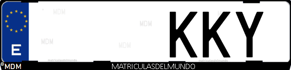 Imágen de matrícula de coche con letras KKY de España