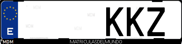 Imágen de matrícula de coche con letras KKZ de España
