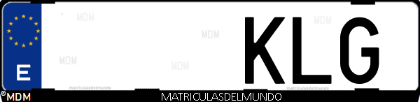 Imágen de matrícula de coche con letras KLG de España