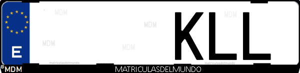 Imágen de matrícula de coche con letras KLL de España