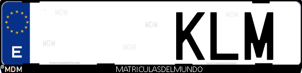 Imágen de matrícula de coche con letras KLM de España