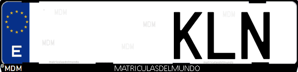 Imágen de matrícula de coche con letras KLN de España