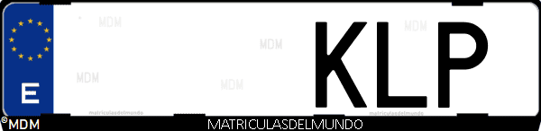 Imágen de matrícula de coche con letras KLP de España