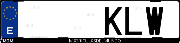 Imágen de matrícula de coche con letras KLW de España
