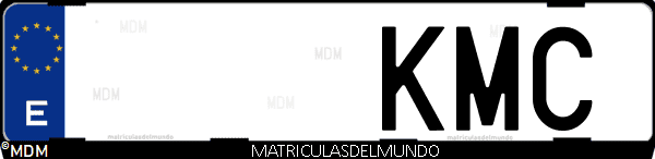 Imágen de matrícula de coche con letras KMC de España