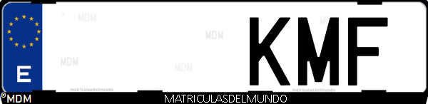 Imágen de matrícula de coche con letras KMF de España