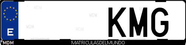 Imágen de matrícula de coche con letras KMG de España